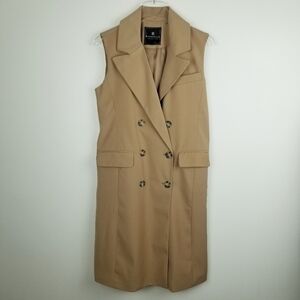 Bagatelle Collection Tan Sleeveless Longline Blazer Vest NWT